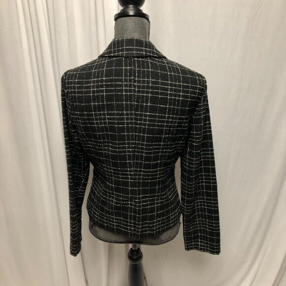 Studio Y Jacket Womens Size 9 - 10 Black White Plaid Lined Pockets Blazer Career - Picture 5 of 7
